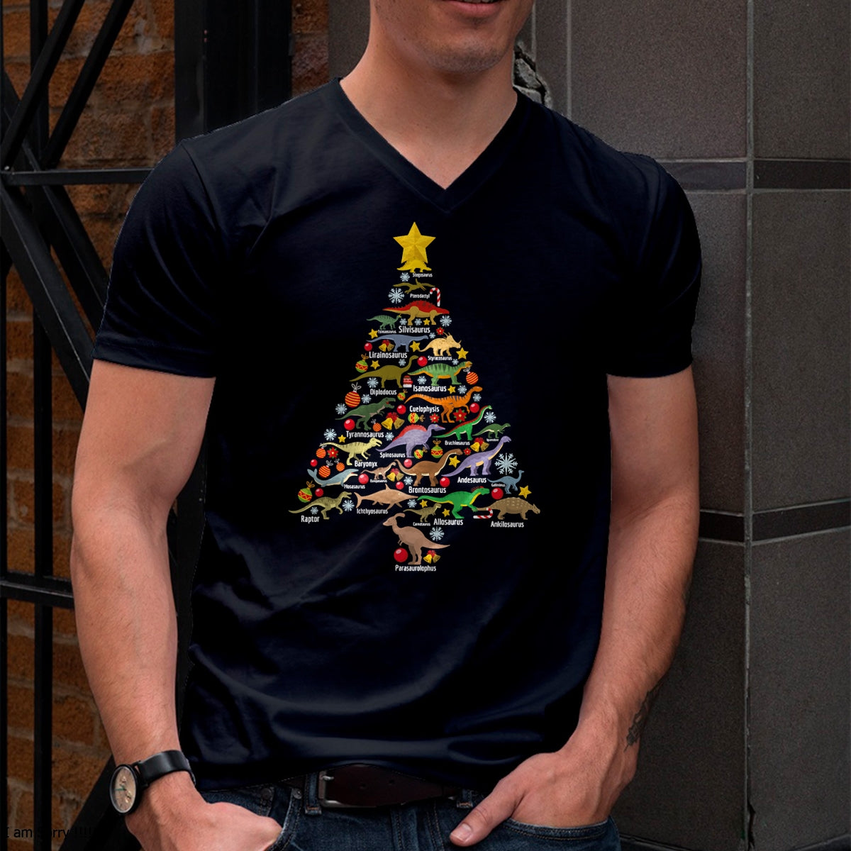 Dinosaur Christmas Tree Dino TRex Paleontologist Xmas Men T-Shirt - Christmas Unisex T-Shirt/Hoodie/Sweatshirt - ZON00