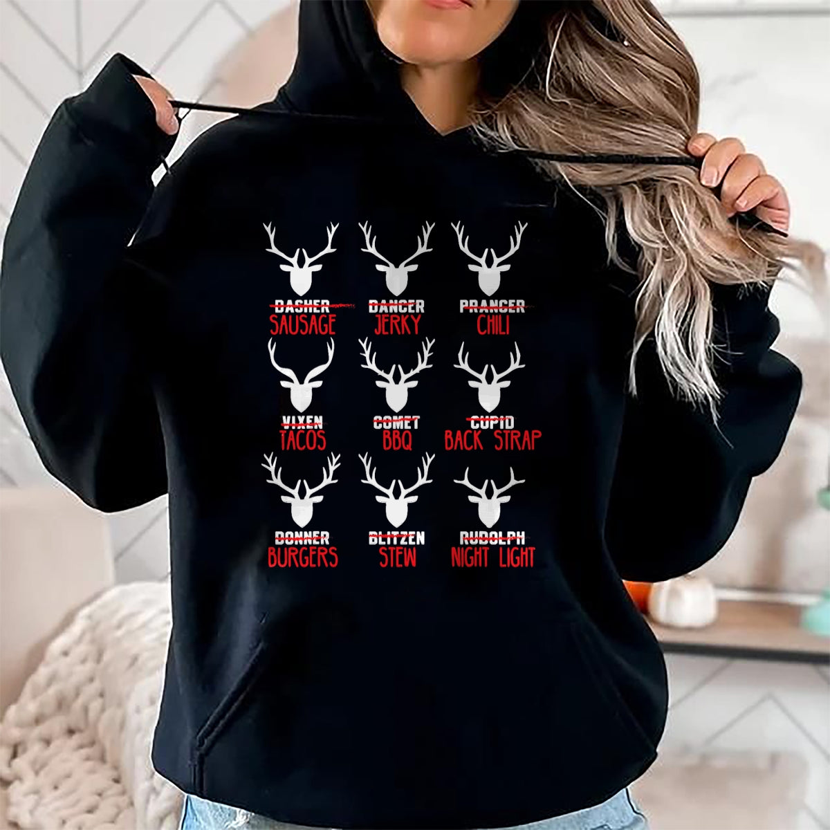 Funny Christmas Deer Hunters All of Santa's Reindeer design T-Shirt - Christmas Unisex T-Shirt/Hoodie/Sweatshirt - ZON00 (SKUT-CHRISTMAS2026-A1)