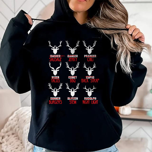 Funny Christmas Deer Hunters All of Santa's Reindeer design T-Shirt - Christmas Unisex T-Shirt/Hoodie/Sweatshirt - ZON00 (SKUT-CHRISTMAS2026-A1)
