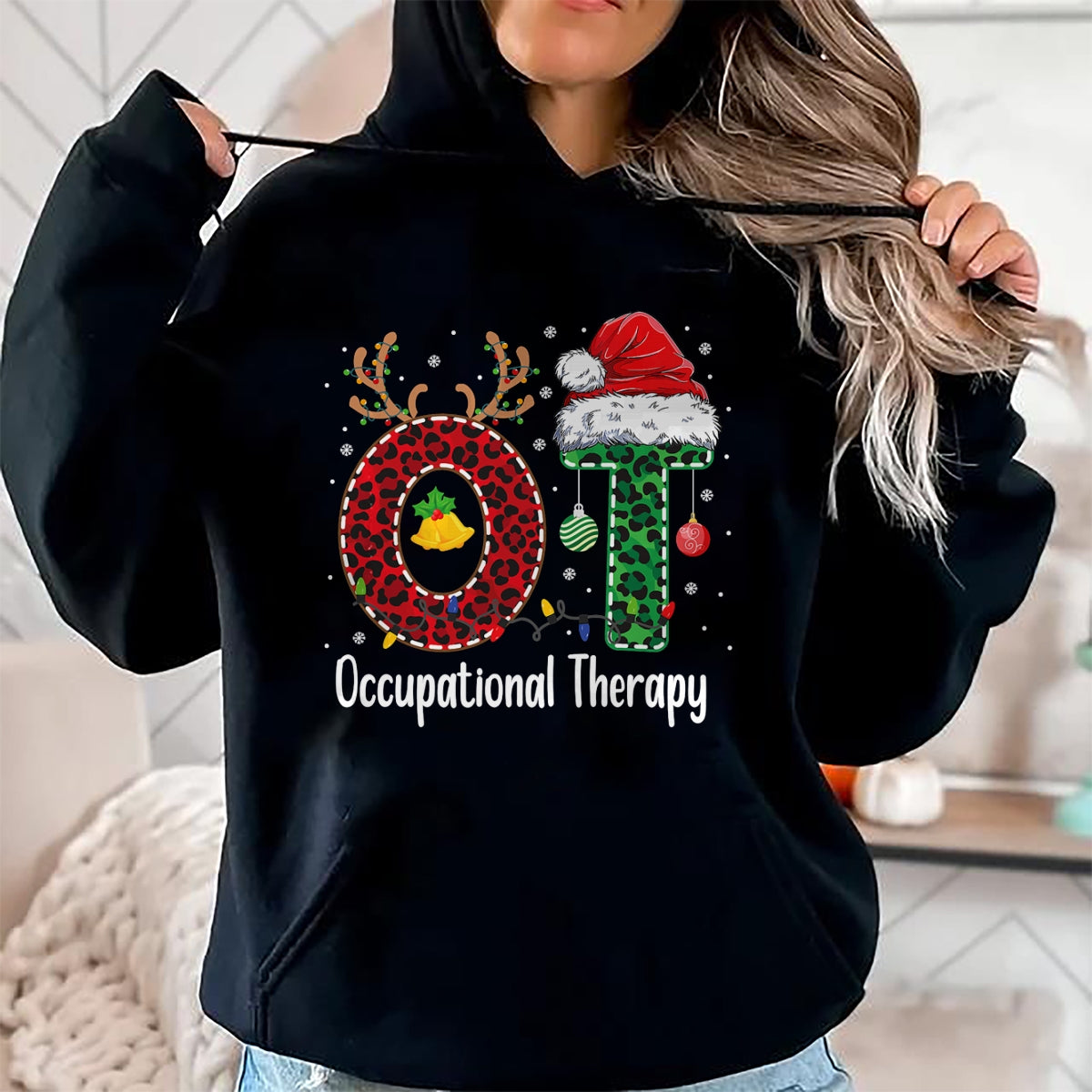 Occupational Therapy Christmas santa hat OT Therapist T-Shirt - Christmas Unisex T-Shirt/Hoodie/Sweatshirt - ZON00
