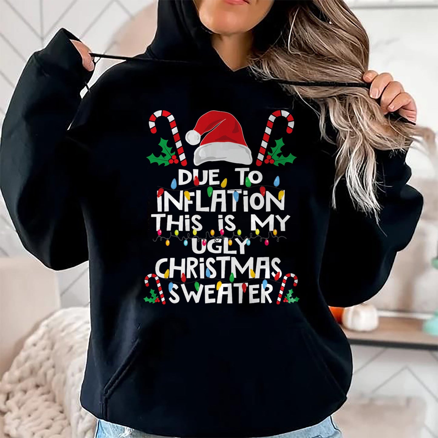 Funny Due to Inflation Ugly Christmas Sweaters For Men Women T-Shirt - Christmas Unisex T-Shirt/Hoodie/Sweatshirt - ZON00