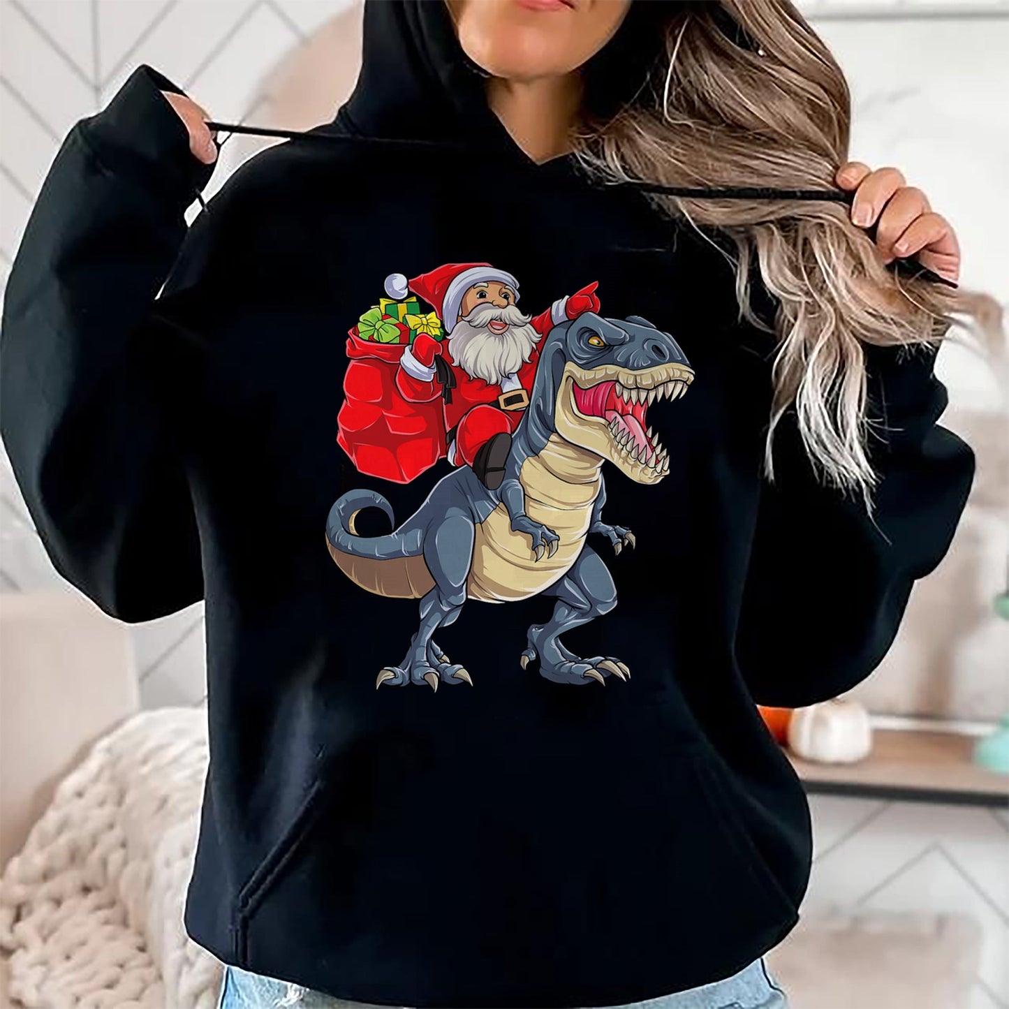 Dinosaur T rex Christmas Santa Boys Men Girls Xmas Squad T-Shirt - Christmas Unisex T-Shirt/Hoodie/Sweatshirt - ZON00