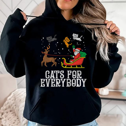 Cats For Everybody Christmas Cat Funny Xmas Women Santa T-Shirt - Christmas Unisex T-Shirt/Hoodie/Sweatshirt - ZON00