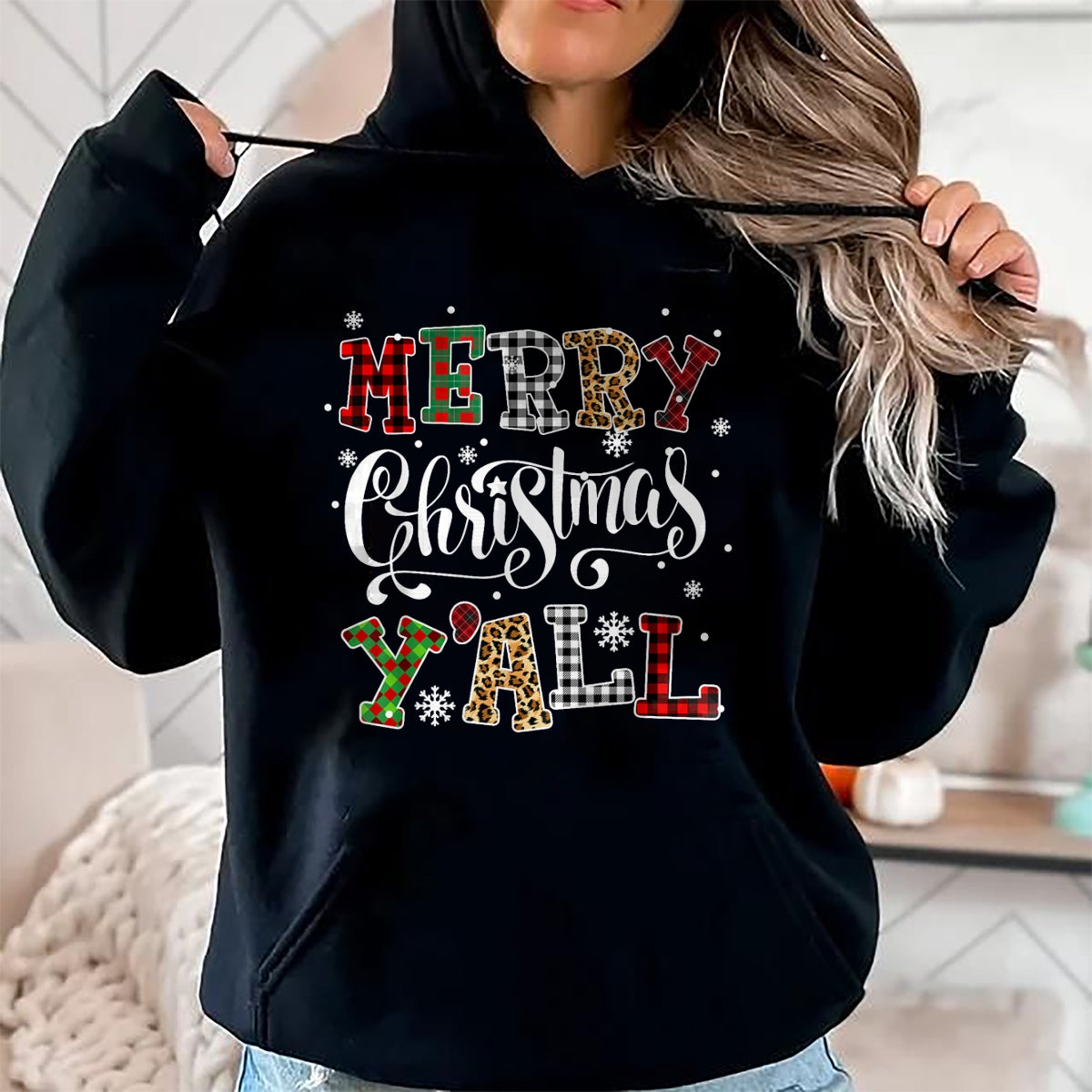 Merry Christmas Ya'll Leopard Buffalo Plaid Pajama Family T-Shirt - Christmas Unisex T-Shirt/Hoodie/Sweatshirt - ZON00