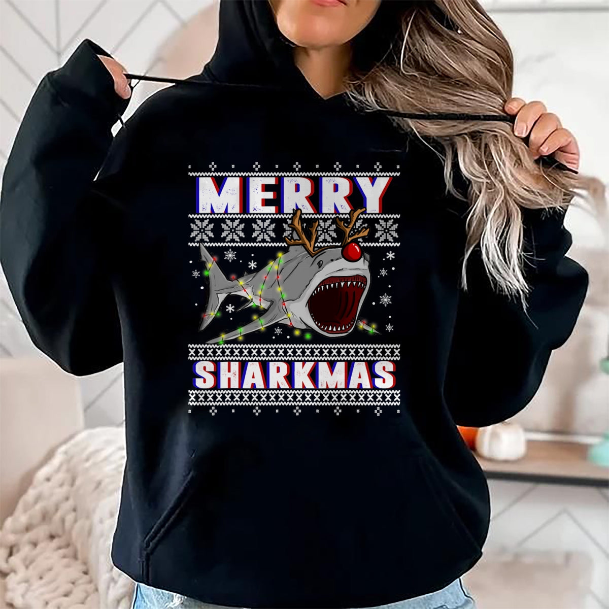 Funny Sharkmas Shark Ugly Christmas Sweaters T-Shirt - Christmas Unisex T-Shirt/Hoodie/Sweatshirt - ZON00