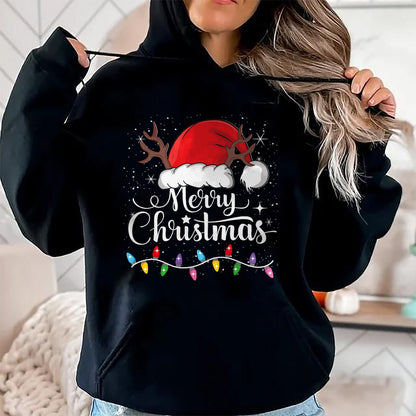 Merry Christmas Red Santa Hat Reindeer Xmas Family Men Women T-Shirt - Christmas Unisex T-Shirt/Hoodie/Sweatshirt - ZON00