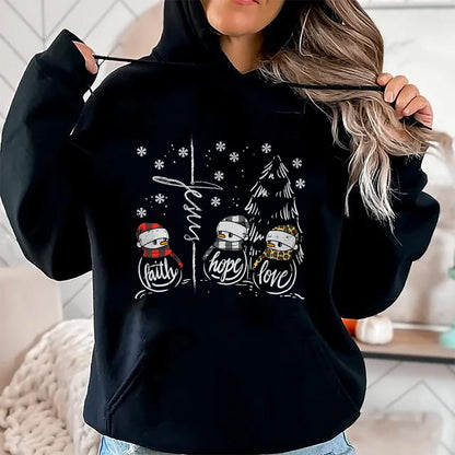 Faith Hope Love Jesus Snowman Plaid Leopard Christmas Gift T-Shirt - Christmas Unisex T-Shirt/Hoodie/Sweatshirt - ZON00