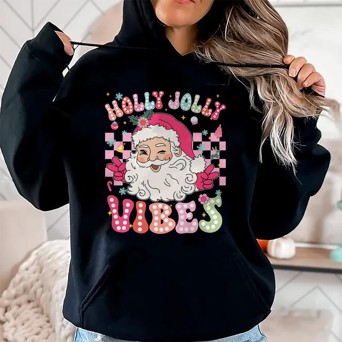 Groovy Cute Santa Claus Christmas Vibes Xmas Girls Womens T-Shirt - Christmas Unisex T-Shirt/Hoodie/Sweatshirt - ZON00
