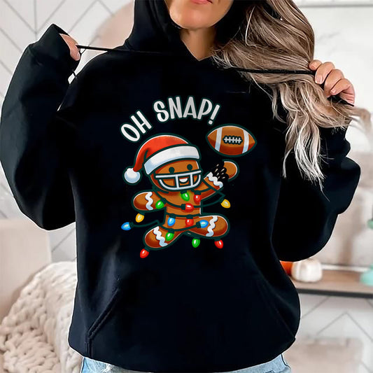 Funny Gingerbread Man Pajamas & PJs Xmas Holiday Oh Snap Gingerbreadman Christmas Football T-Shirt - Christmas Unisex T-Shirt/Hoodie/Sweatshirt - ZON00
