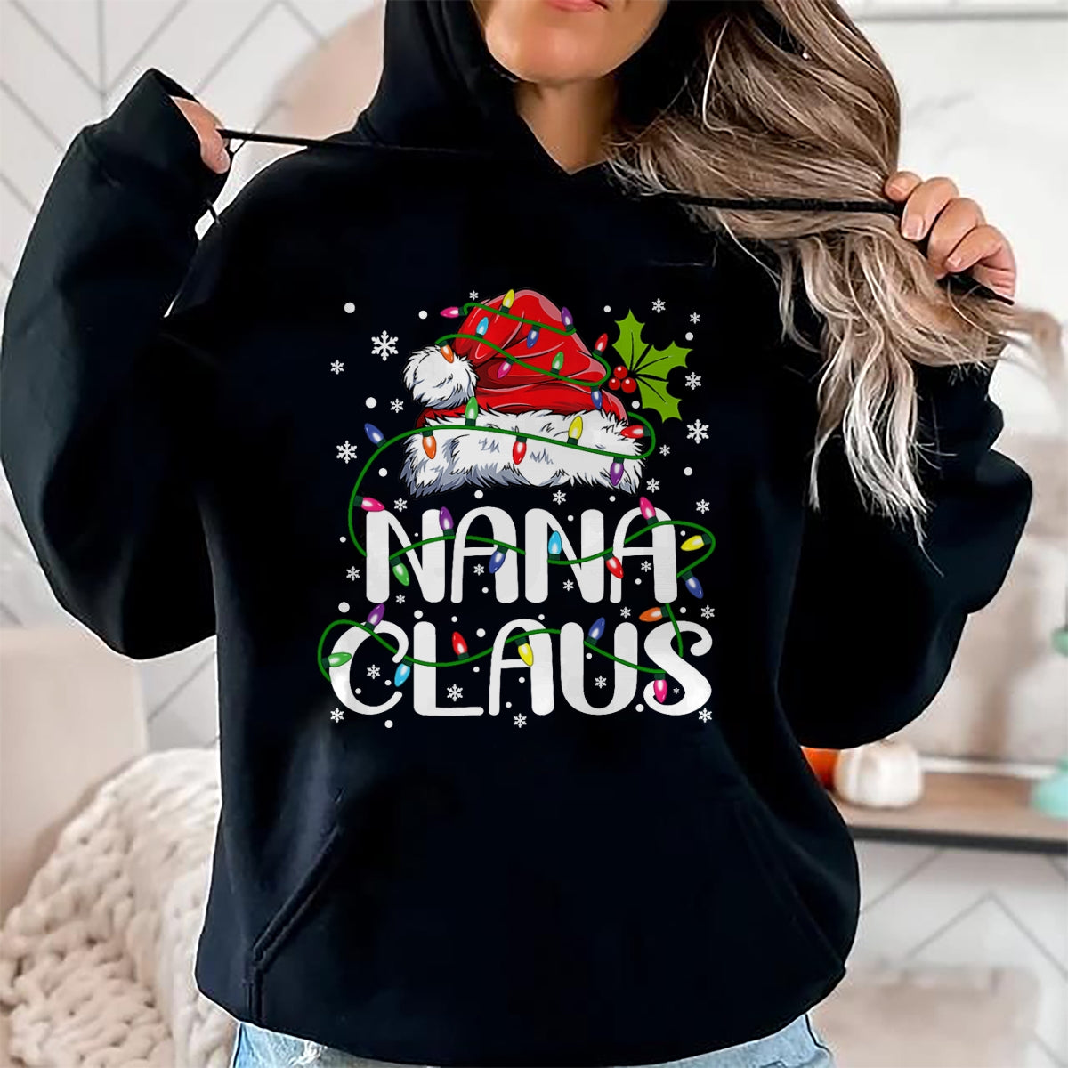 Nana Claus Christmas Lights Pajama Family Matching T-Shirt - Christmas Unisex T-Shirt/Hoodie/Sweatshirt - ZON00