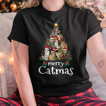 Merry Catmas Funny Cat Mom Cat Dad Christmas Cat T-Shirt - Christmas Unisex T-Shirt/Hoodie/Sweatshirt - ZON00