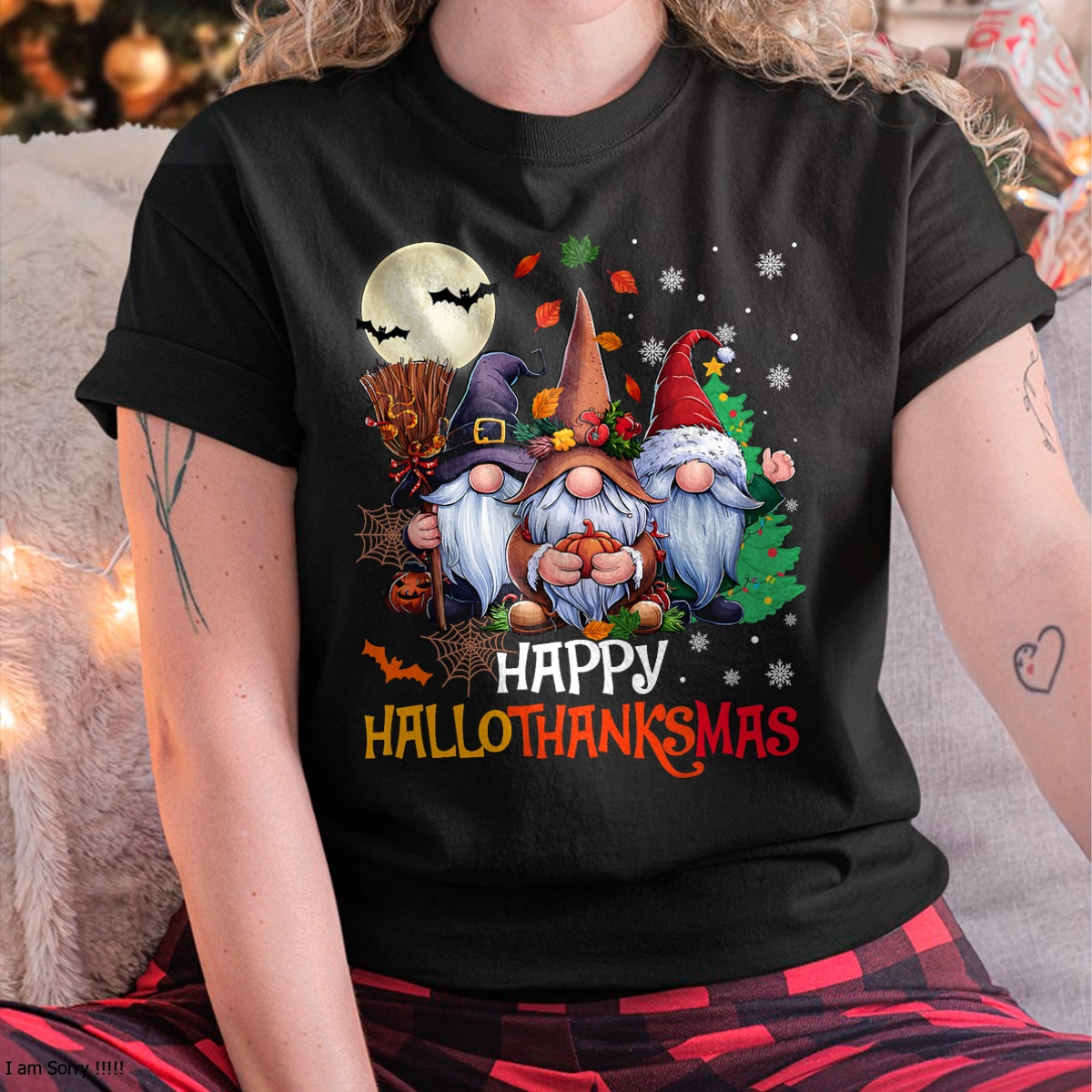 Happy Hallothanksmas Gnomes Lover Halloween Merry Christmas T-Shirt - Christmas Unisex T-Shirt/Hoodie/Sweatshirt - ZON00