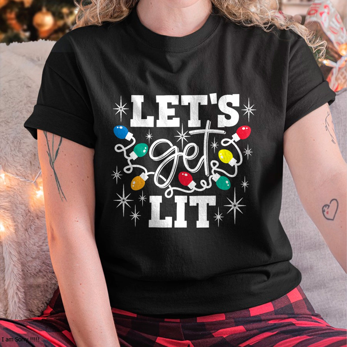Let's Get Lit Drinking Santa Hat Christmas Lights Funny T-Shirt - Christmas Unisex T-Shirt/Hoodie/Sweatshirt - ZON00