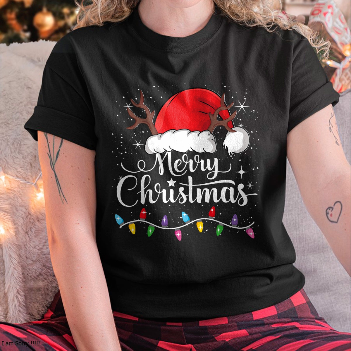 Merry Christmas Red Santa Hat Reindeer Xmas Family Men Women T-Shirt - Christmas Unisex T-Shirt/Hoodie/Sweatshirt - ZON00