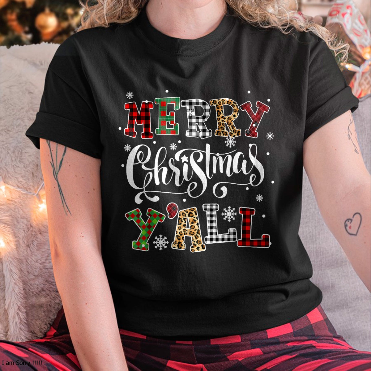 Merry Christmas Ya'll Leopard Buffalo Plaid Pajama Family T-Shirt - Christmas Unisex T-Shirt/Hoodie/Sweatshirt - ZON00