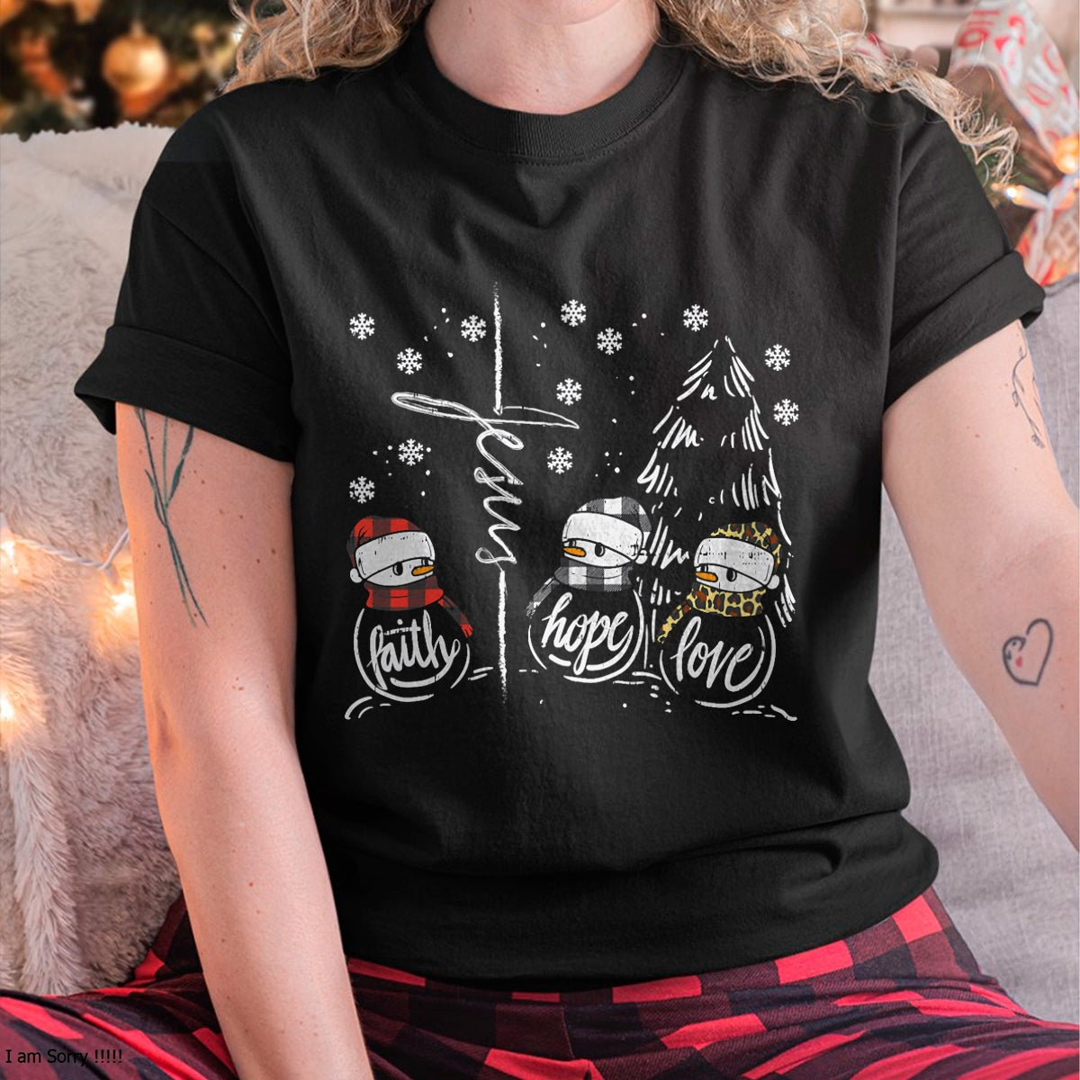Faith Hope Love Jesus Snowman Plaid Leopard Christmas Gift T-Shirt - Christmas Unisex T-Shirt/Hoodie/Sweatshirt - ZON00