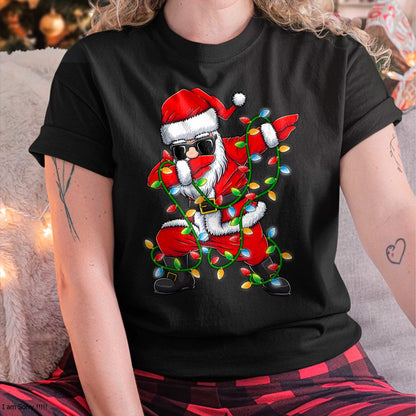 Dabbing Santa Xmas Lights Girls Boys Kids Christmas Gifts T-Shirt - Christmas Unisex T-Shirt/Hoodie/Sweatshirt - ZON00