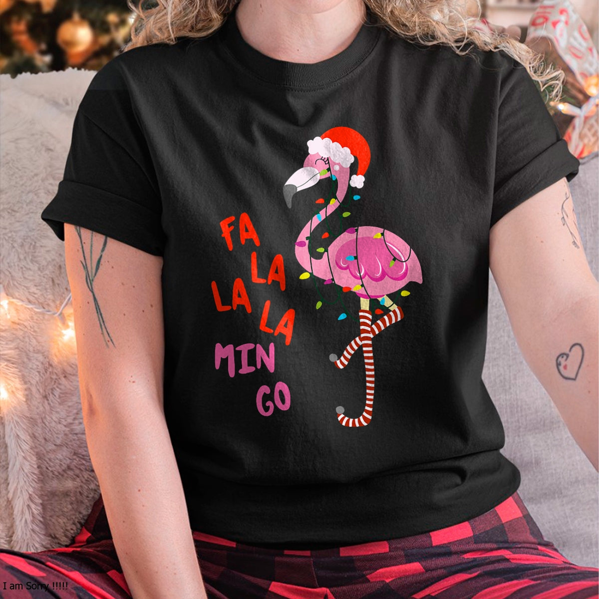 Fa La La Mingo Flamingo Christmas Tropical Xmas Tree Lights T-Shirt - Christmas Unisex T-Shirt/Hoodie/Sweatshirt - ZON00
