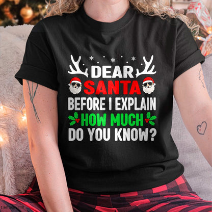 Funny Christmas Kids Adults Dear Santa I Can Explain T-Shirt - Christmas Unisex T-Shirt/Hoodie/Sweatshirt - ZON00