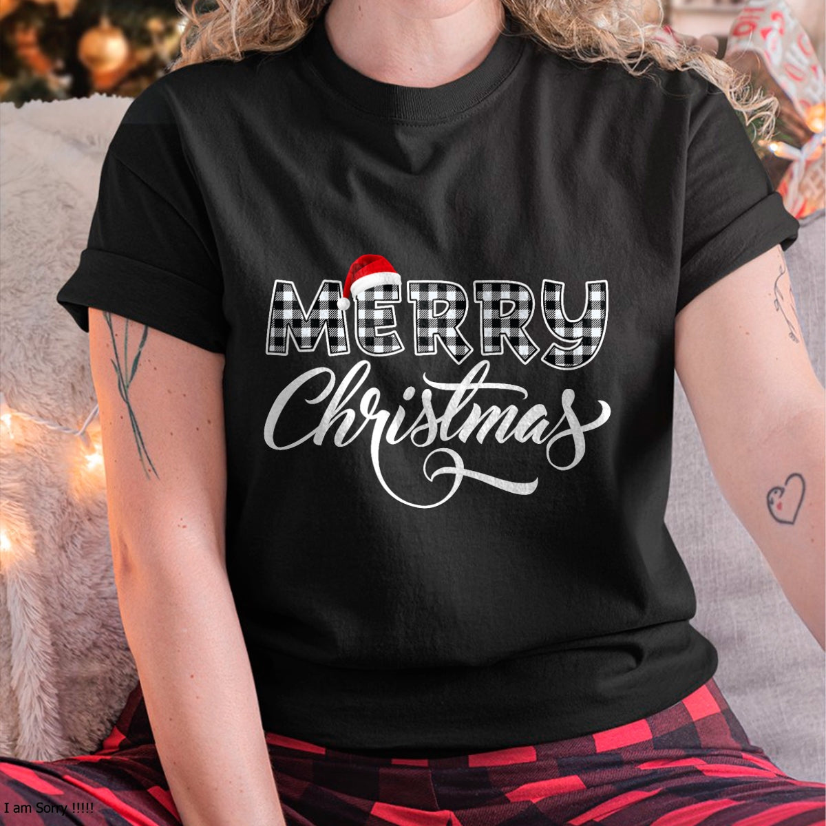 Merry Christmas Buffalo Black and White Plaid for Men Women T-Shirt - Christmas Unisex T-Shirt/Hoodie/Sweatshirt - ZON00