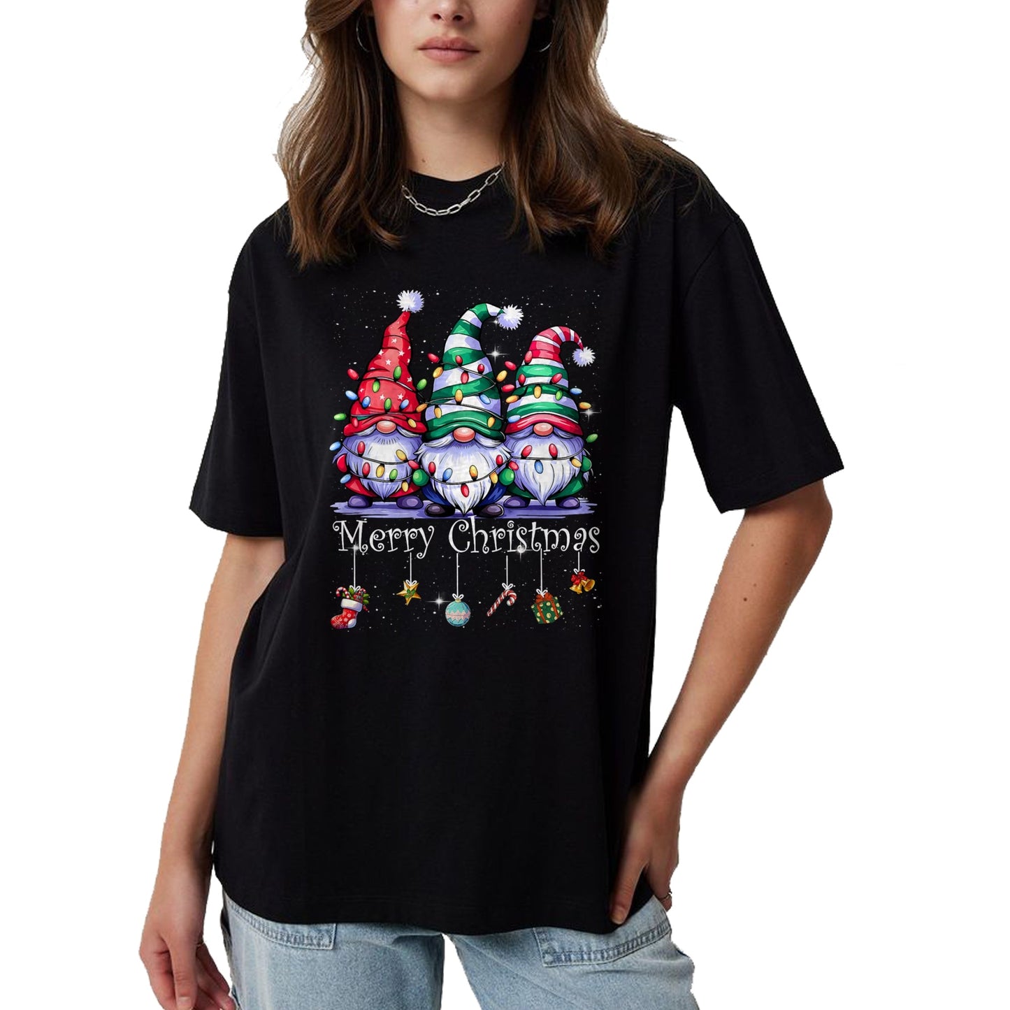 Cute Gnomes Merry Christmas Light Family Gnome Xmas Matching T-Shirt - Christmas Unisex T-Shirt/Hoodie/Sweatshirt - ZON00