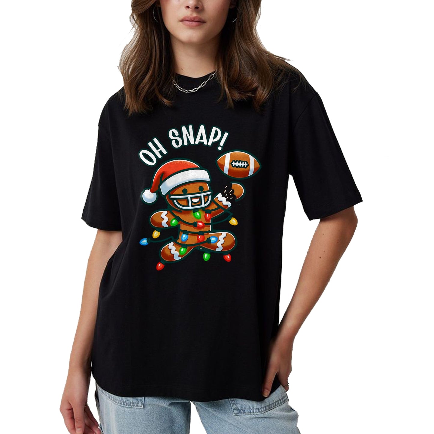 Funny Gingerbread Man Pajamas & PJs Xmas Holiday Oh Snap Gingerbreadman Christmas Football T-Shirt - Christmas Unisex T-Shirt/Hoodie/Sweatshirt - ZON00
