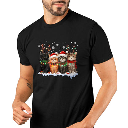 Cat Christmas Light Reindeer Santa Christmas Cat Lover T-Shirt - Christmas Unisex T-Shirt/Hoodie/Sweatshirt - ZON00