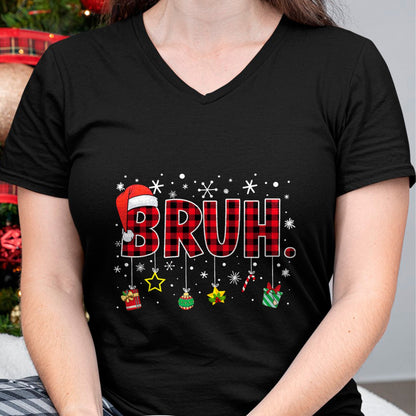 Bruh Funny Christmas Red Plaid Teens Boys Kids Xmas Pajamas T-Shirt - Christmas Unisex T-Shirt/Hoodie/Sweatshirt - ZON00