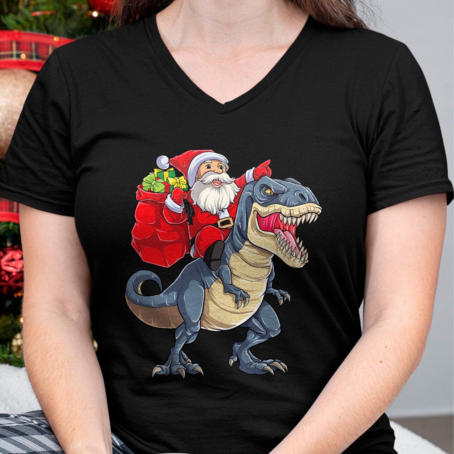 Dinosaur T rex Christmas Santa Boys Men Girls Xmas Squad T-Shirt - Christmas Unisex T-Shirt/Hoodie/Sweatshirt - ZON00
