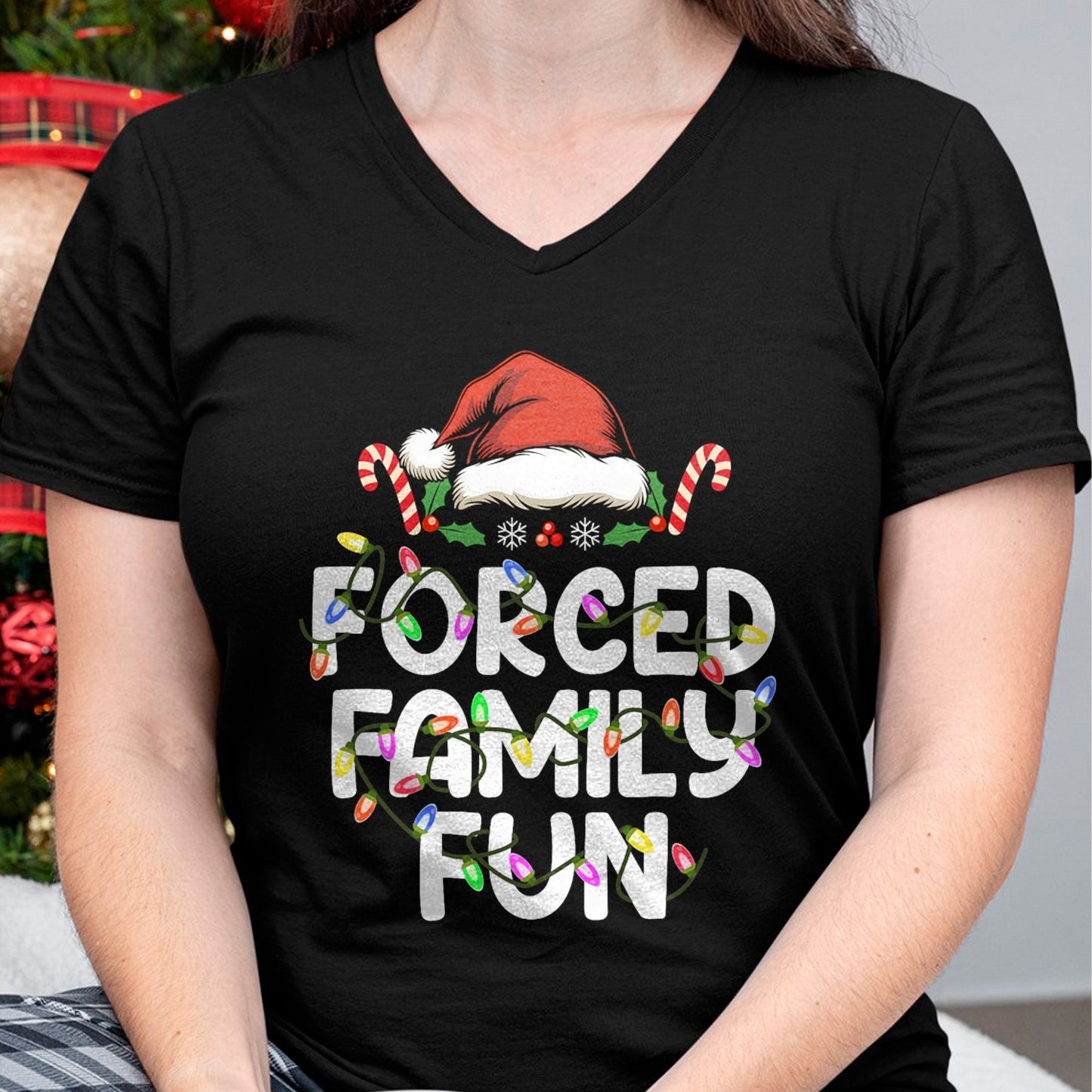 Forced Family Fun Christmas Pajamas Funny T-Shirt - Christmas Unisex T-Shirt/Hoodie/Sweatshirt - ZON00