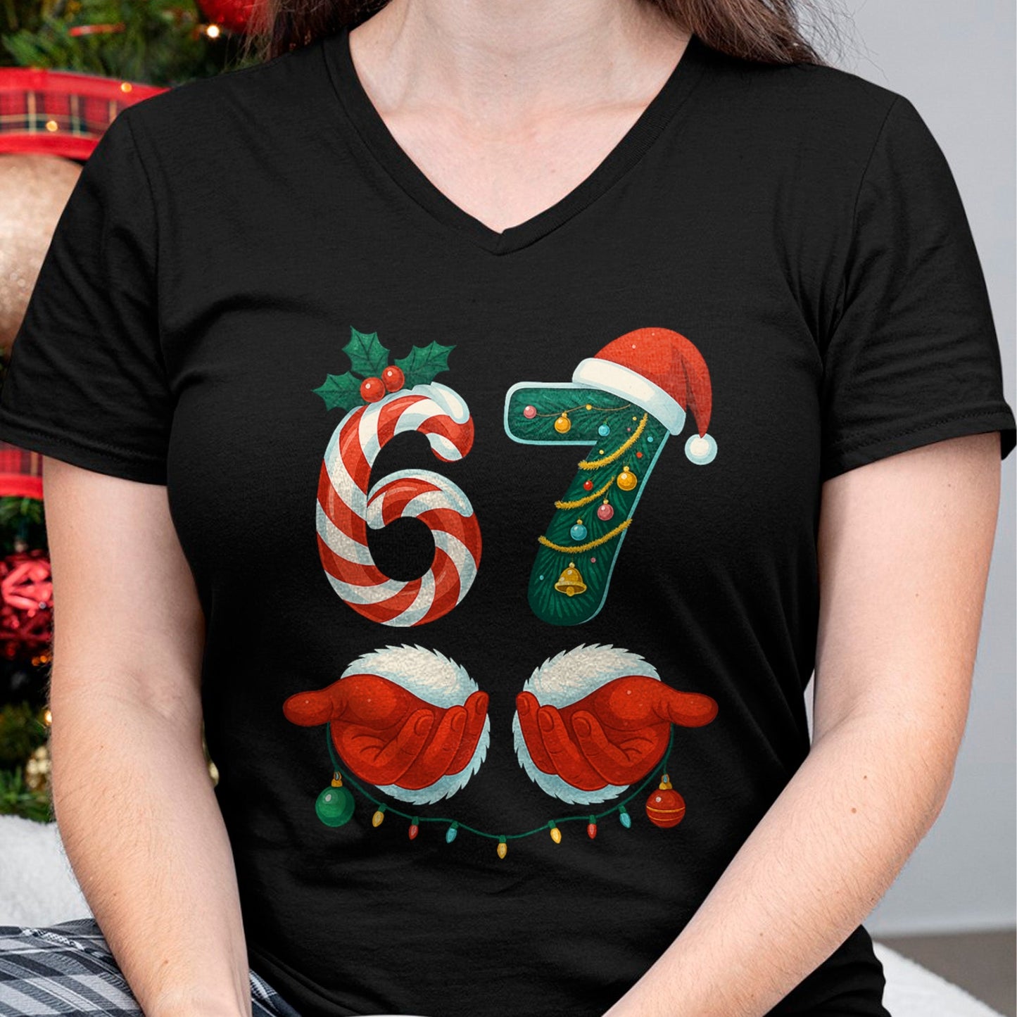 67 Christmas 6 7 Meme Pajamas Holiday Gen Alpha Slang T-Shirt - Christmas Unisex T-Shirt/Hoodie/Sweatshirt - ZON00