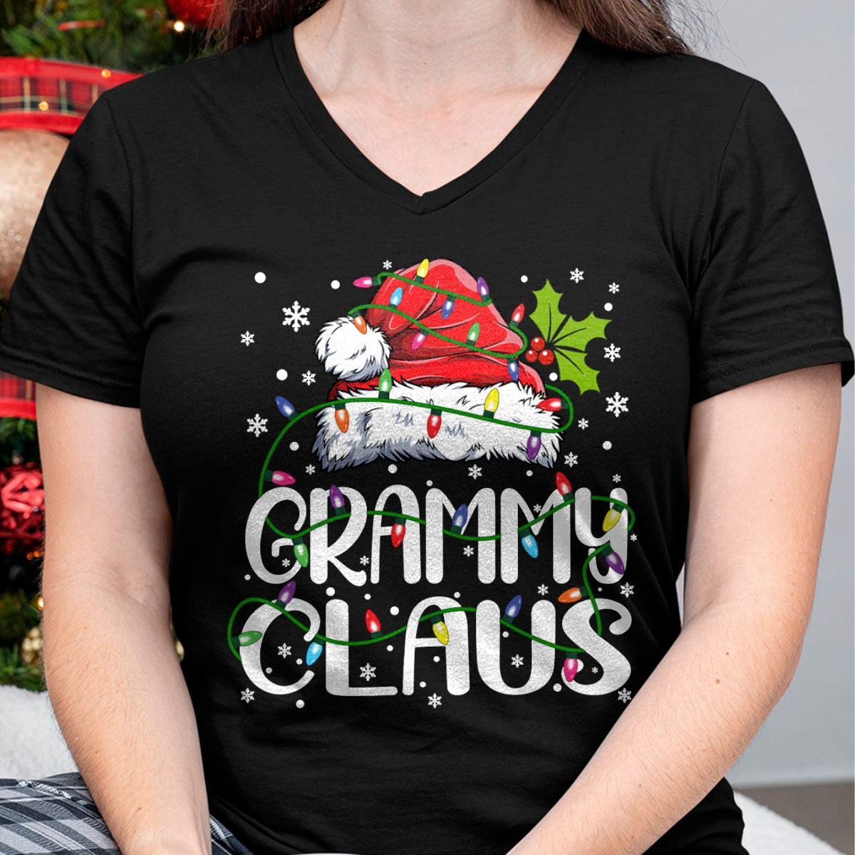 Grammy Claus Shirt Christmas Lights Pajama Family Matching Long Sleeve T-Shirt - Christmas Unisex T-Shirt/Hoodie/Sweatshirt - ZON00