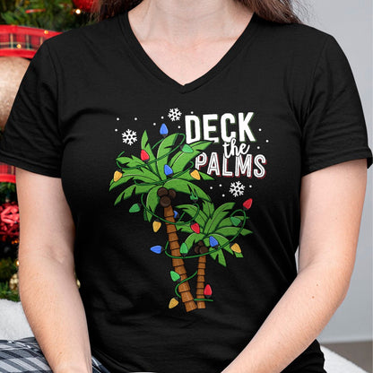 Deck The Palms Tropical Hawaii Christmas Palm Tree Lights T-Shirt - Christmas Unisex T-Shirt/Hoodie/Sweatshirt - ZON00