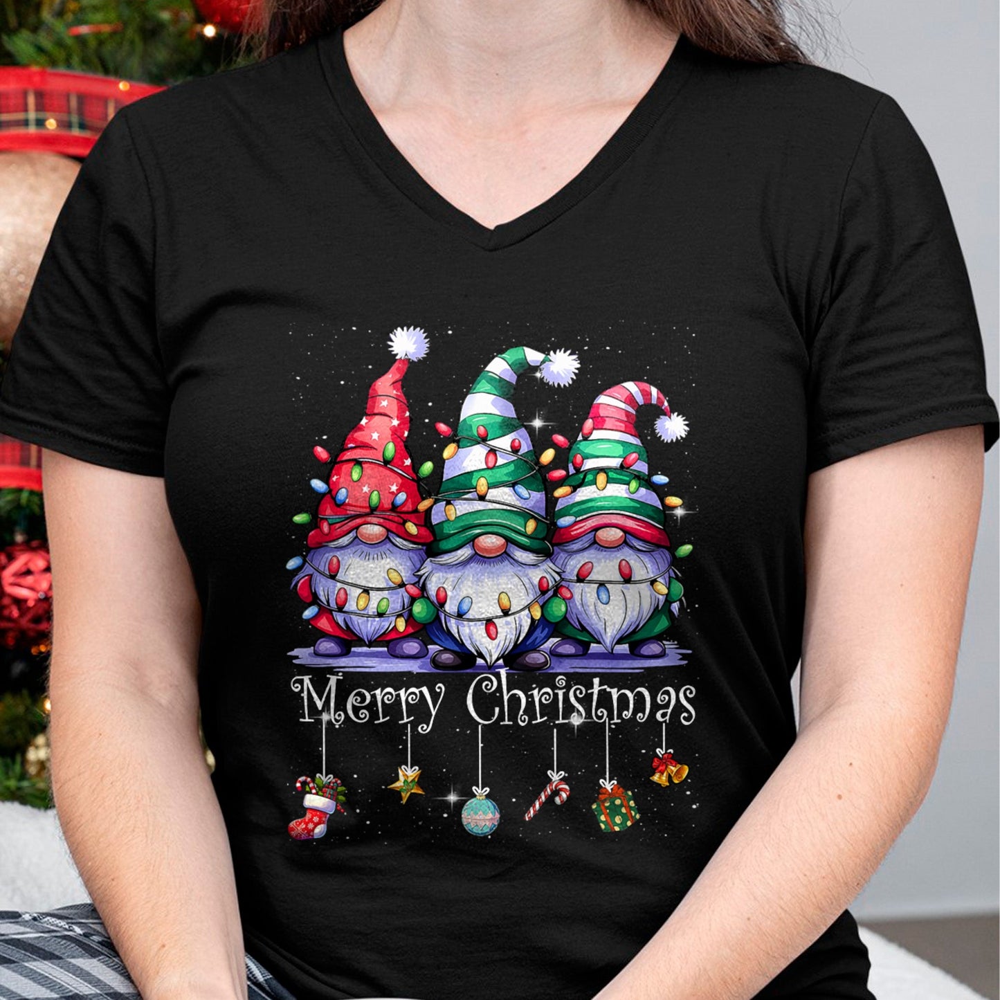 Cute Gnomes Merry Christmas Light Family Gnome Xmas Matching T-Shirt - Christmas Unisex T-Shirt/Hoodie/Sweatshirt - ZON00