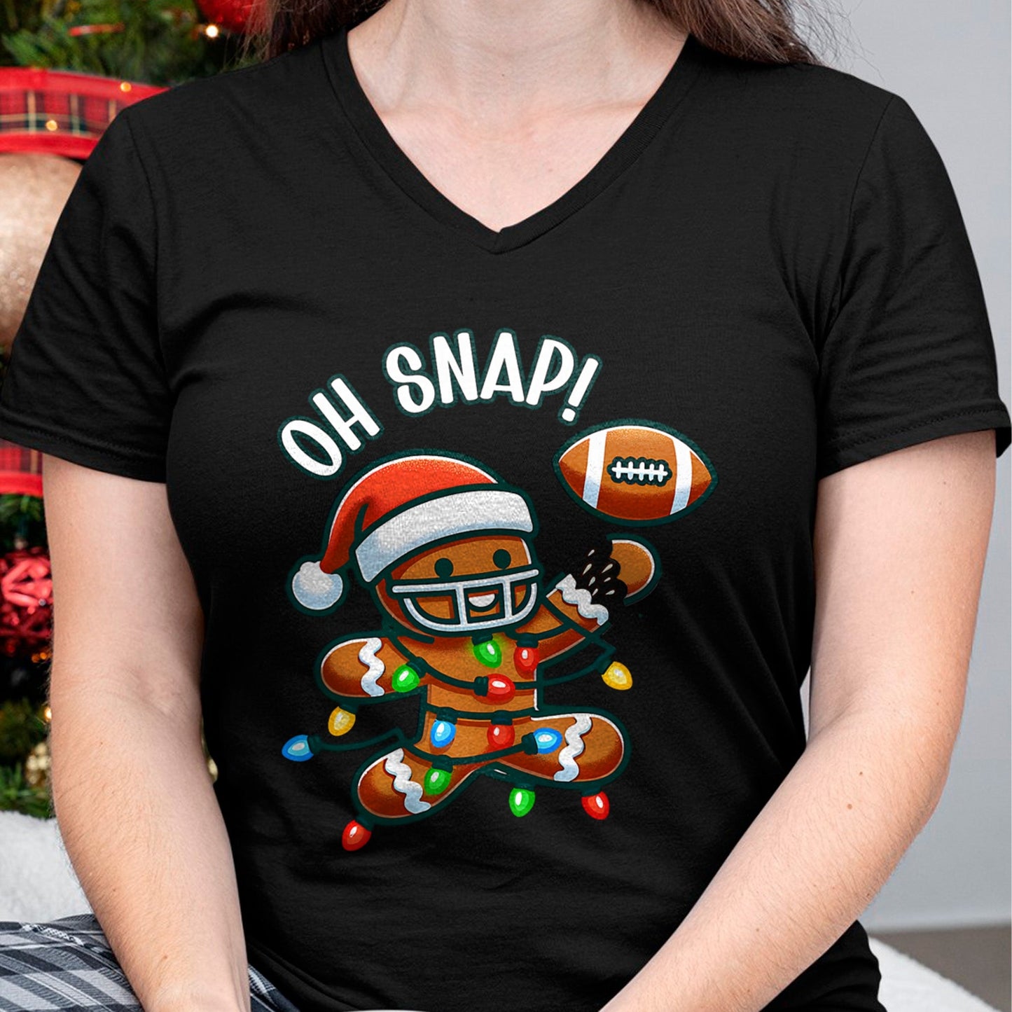 Funny Gingerbread Man Pajamas & PJs Xmas Holiday Oh Snap Gingerbreadman Christmas Football T-Shirt - Christmas Unisex T-Shirt/Hoodie/Sweatshirt - ZON00