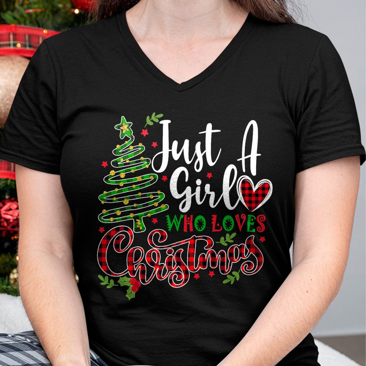 Just a Girl who Loves Christmas a Gift for XMAS Women Girls T-Shirt - Christmas Unisex T-Shirt/Hoodie/Sweatshirt - ZON00