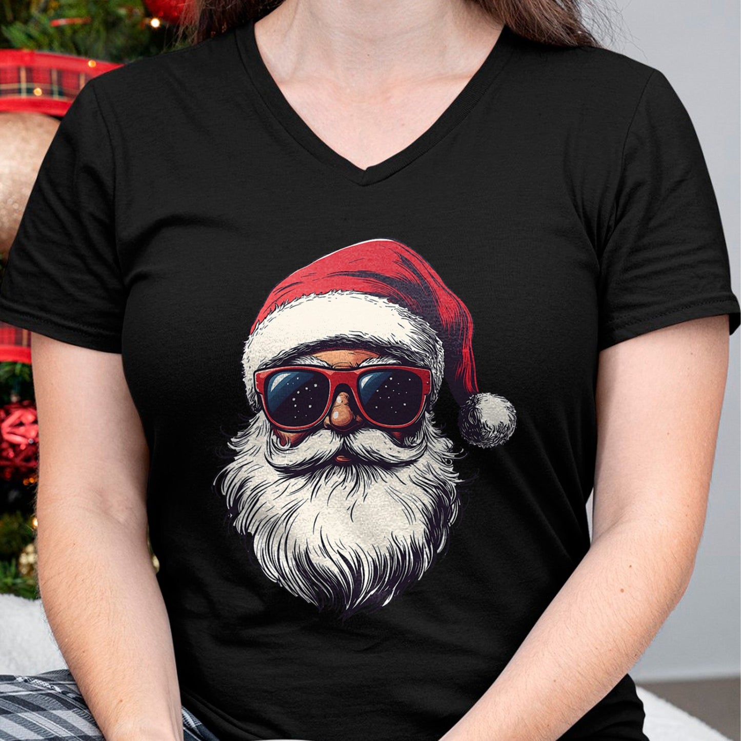 Cool Santa Claus Face Retro Sunglasses Christmas Men Boys T-Shirt - Christmas Unisex T-Shirt/Hoodie/Sweatshirt - ZON00