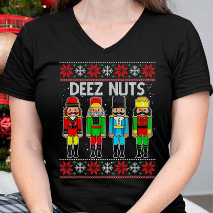 Deez Nuts Nutcracker Ugly Christmas Sweater Funny Xmas T-Shirt - Christmas Unisex T-Shirt/Hoodie/Sweatshirt - ZON00