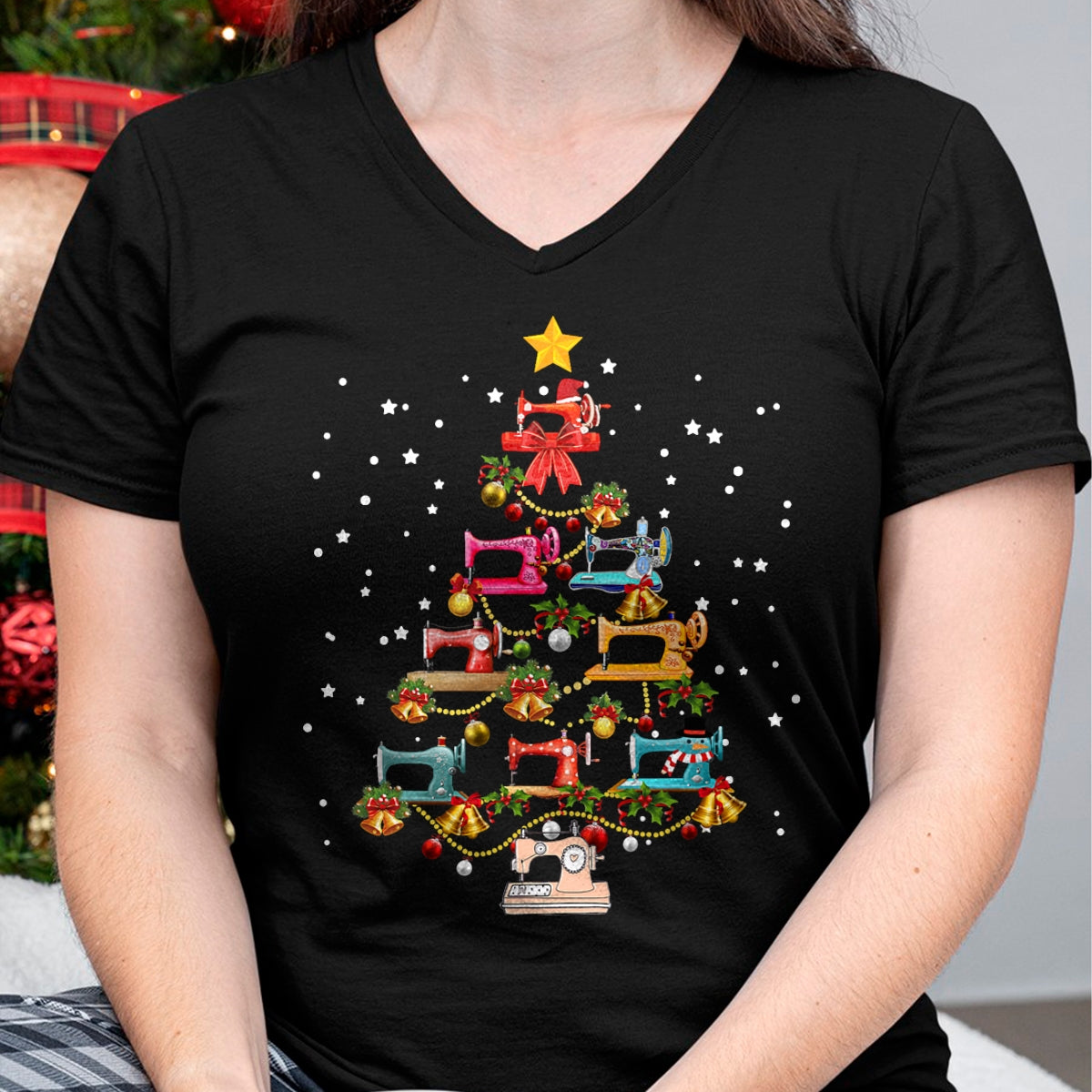 Funny Sewing Machine Christmas Tree Christmas Ornament Women T-Shirt - Christmas Unisex T-Shirt/Hoodie/Sweatshirt - ZON00