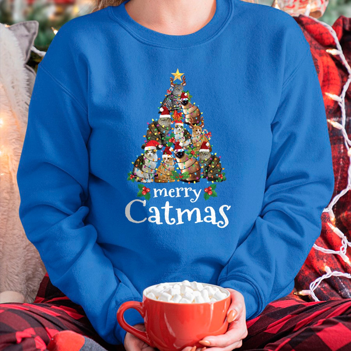 Merry Catmas Funny Cat Mom Cat Dad Christmas Cat T-Shirt - Christmas Unisex T-Shirt/Hoodie/Sweatshirt - ZON00