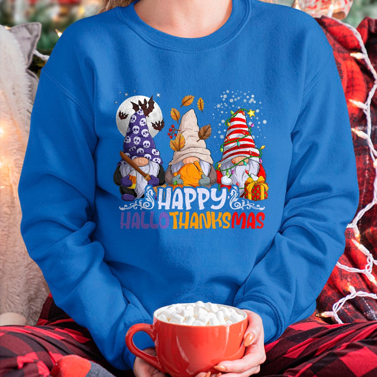 HalloThanksMas Gnomes Halloween Thanksgiving Christmas Happy T-Shirt - Christmas Unisex T-Shirt/Hoodie/Sweatshirt - ZON00