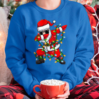 Dabbing Santa Xmas Lights Girls Boys Kids Christmas Gifts T-Shirt - Christmas Unisex T-Shirt/Hoodie/Sweatshirt - ZON00