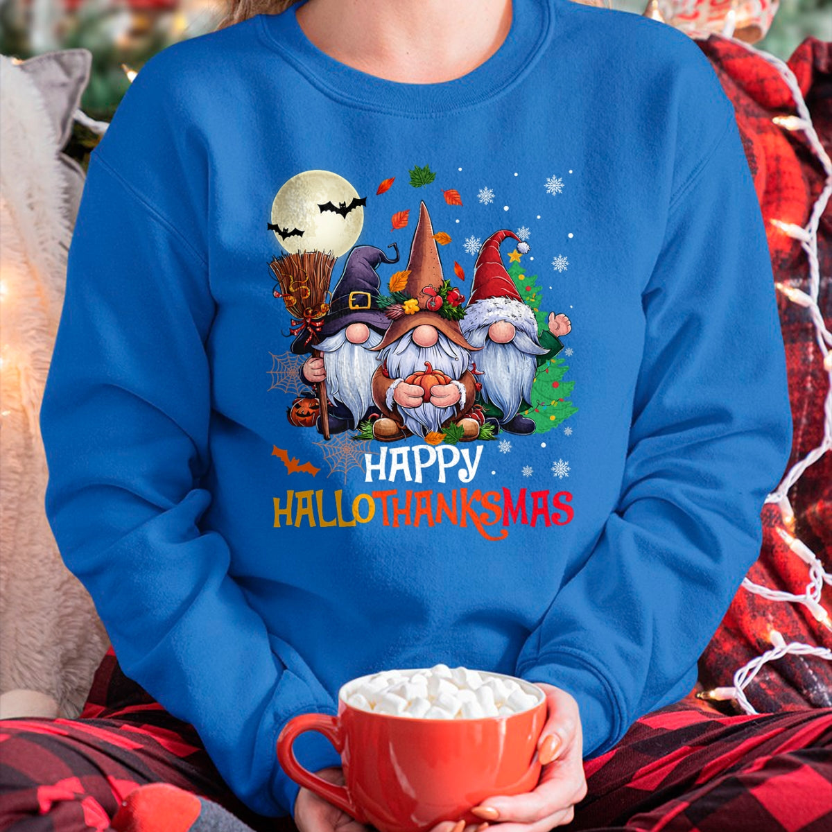 Happy Hallothanksmas Gnomes Lover Halloween Merry Christmas T-Shirt - Christmas Unisex T-Shirt/Hoodie/Sweatshirt - ZON00