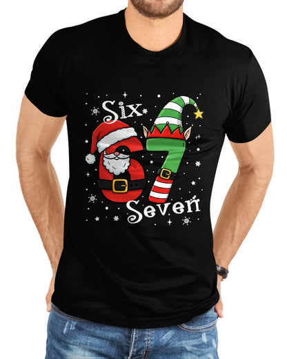 Funny Six Seven 67 Meme 6 7 Elf Santa Christmas Pajamas Kids T-Shirt - Christmas Unisex T-Shirt/Hoodie/Sweatshirt - ZON00