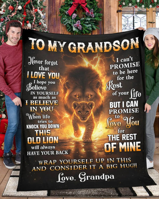 BLANKET FOR GRANDSON – COMFORT & WARMTH GIFT FROM GRANDPA  Sherpa Fleece Quilt Blanket NTTD00 (SKUB10-116)
