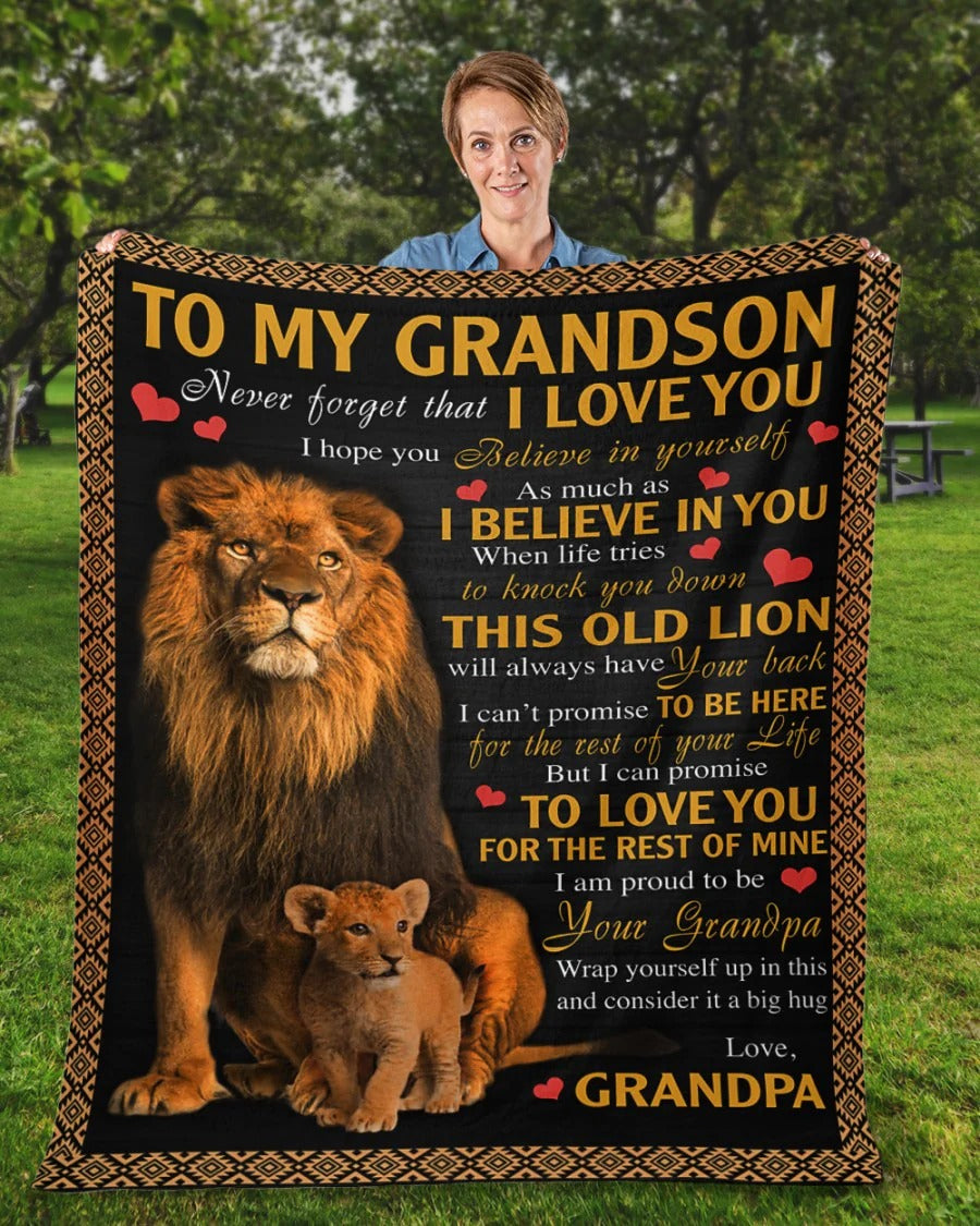 BLANKET FOR GRANDSON – COMFORT & WARMTH GIFT FROM GRANDPA  Sherpa Fleece Quilt Blanket NTTD00 (SKUB09-113)