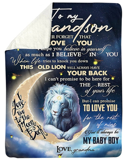 BLANKET FOR GRANDSON – COMFORT & WARMTH GIFT FROM GRANDMA  Sherpa Fleece Quilt Blanket zon00 (SKU-CHAU-B19)