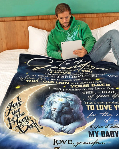BLANKET FOR GRANDSON – COMFORT & WARMTH GIFT FROM GRANDMA  Sherpa Fleece Quilt Blanket zon00 (SKU-CHAU-B19)