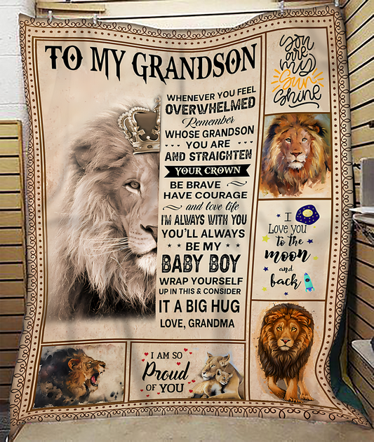 BLANKET FOR GRANDSON – COMFORT & WARMTH GIFT FROM GRANDMA  Sherpa Fleece Quilt Blanket zon00 (SKUB12-BLK-02)