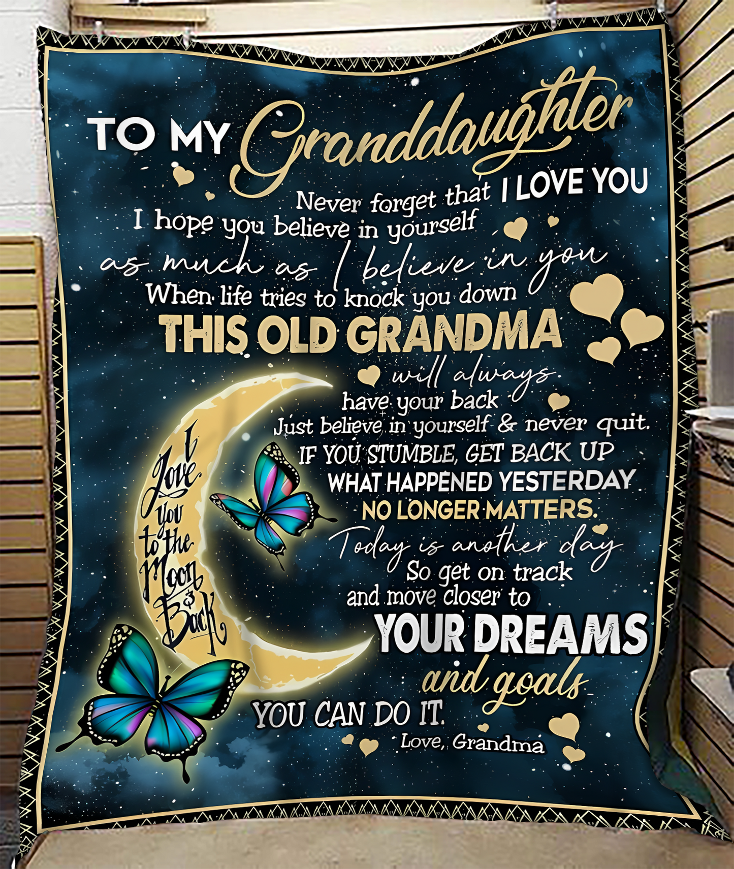 BLANKET FOR GRANDDAUGHTER – COMFORT & WARMTH GIFT FROM GRANDMA  Sherpa Fleece Quilt Blanket zon00 (SKUB-BLK-GMD2)
